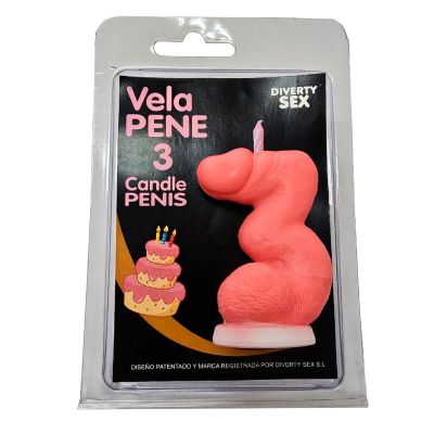 DIABLO PICANTE - PENIS CANDLE IN THE SHAPE OF THE NUMBER 3 PINK COLOR DIABLO PICANTE - PENIS CANDLE IN THE SHAPE OF THE NUMBER 3 PINK COLOR