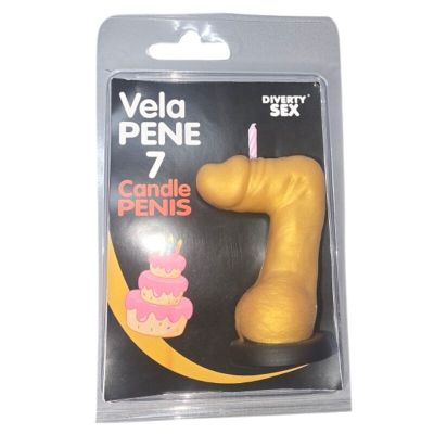 DIABLO PICANTE - PENIS CANDLE IN THE SHAPE OF THE NUMBER 7 GOLD COLOR DIABLO PICANTE - PENIS CANDLE IN THE SHAPE OF THE NUMBER 7 GOLD COLOR