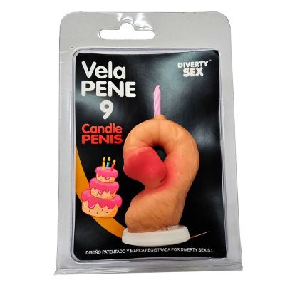 DIABLO PICANTE - PENIS CANDLE IN THE SHAPE OF THE NUMBER 9 FLESH COLOR DIABLO PICANTE - PENIS CANDLE IN THE SHAPE OF THE NUMBER 9 FLESH COLOR