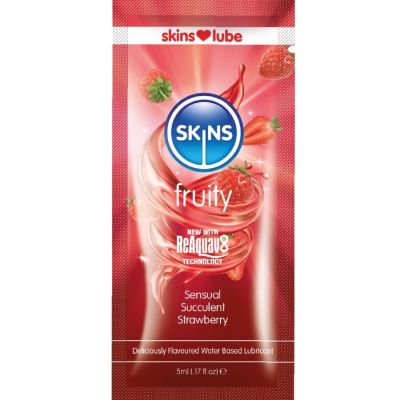 SKINS - FRUITY WATER-BASED LUBRICANT STRAWBERRY SINGLE-DOSE 5 ML SKINS - FRUITY WATER-BASED LUBRICANT STRAWBERRY SINGLE-DOSE 5 ML