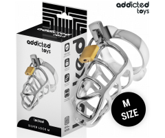ADDICTED TOYS LOCKED - SILVER LOCK PENIS CAGE METAL SIZE M ADDICTED TOYS LOCKED - SILVER LOCK PENIS CAGE METAL SIZE M