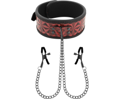 BEGME - RED EDITION COLLAR WITH NIPPLE CLAMPS WITH NEOPRENE LINING BEGME - RED EDITION COLLAR WITH NIPPLE CLAMPS WITH NEOPRENE LINING