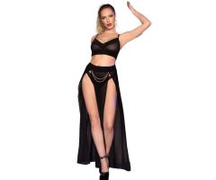 CHILIROSE - CR 4672 BLACK TOP SKIRT AND THONG WITH GOLDEN CHAINS S CHILIROSE - CR 4672 BLACK TOP SKIRT AND THONG WITH GOLDEN CHAINS S