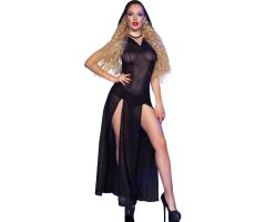 CHILIROSE - CR 4685 LONG DRESS WITH HOOD BLACK S CHILIROSE - CR 4685 LONG DRESS WITH HOOD BLACK S