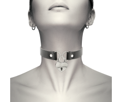 COQUETTE CHIC DESIRE - VEGAN LEATHER NECKLACE WITH HEART ACCESSORY WITH KEY COQUETTE CHIC DESIRE - VEGAN LEATHER NECKLACE WITH HEART ACCESSORY WITH KEY