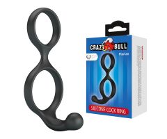 CRAZY BULL - FLORIAN DOUBLE COCK AND BALL RING BLACK CRAZY BULL - FLORIAN DOUBLE COCK AND BALL RING BLACK