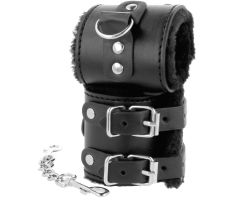 DARKNESS - BLACK ADJUSTABLE LEATHER HANDCUFFS WITH LINING DARKNESS - BLACK ADJUSTABLE LEATHER HANDCUFFS WITH LINING