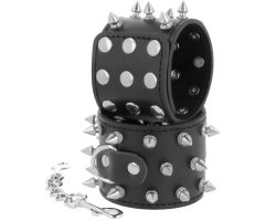 DARKNESS - SKULLS AND BONES BLACK SPIKED HANDCUFFS DARKNESS - SKULLS AND BONES BLACK SPIKED HANDCUFFS