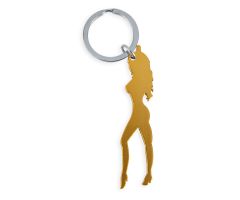 DIABLO PICANTE - KEYRING WITH FEMALE SILHOUETTE IN GOLD COLOR WITH BEER OPENER DIABLO PICANTE - KEYRING WITH FEMALE SILHOUETTE IN GOLD COLOR WITH BEER OPENER