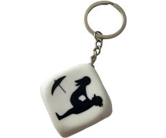 DIABLO PICANTE - LLAVERO DADO BLANCO CON POSTURAS DIABLO PICANTE - LLAVERO DADO BLANCO CON POSTURAS