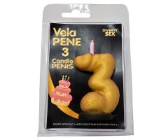 DIABLO PICANTE - PENIS CANDLE IN THE SHAPE OF THE NUMBER 3 GOLD COLOR DIABLO PICANTE - PENIS CANDLE IN THE SHAPE OF THE NUMBER 3 GOLD COLOR