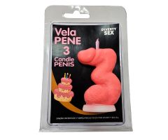 DIABLO PICANTE - PENIS CANDLE IN THE SHAPE OF THE NUMBER 3 PINK COLOR DIABLO PICANTE - PENIS CANDLE IN THE SHAPE OF THE NUMBER 3 PINK COLOR