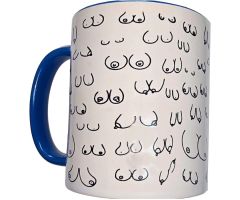 DIABLO PICANTE - WHITE BOOBS MUG WITH BLUE HANDLE 370 ML DIABLO PICANTE - WHITE BOOBS MUG WITH BLUE HANDLE 370 ML