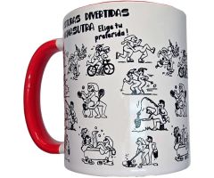 DIABLO PICANTE - WHITE KAMASUTRA POSITIONS MUG WITH RED HANDLE 370 ML DIABLO PICANTE - WHITE KAMASUTRA POSITIONS MUG WITH RED HANDLE 370 ML