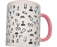 DIABLO PICANTE - WHITE PENIS MUG WITH PINK HANDLE 370 M DIABLO PICANTE - WHITE PENIS MUG WITH PINK HANDLE 370 M