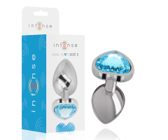 INTENSE - ALUMINUM METAL ANAL PLUG BLUE HEART SIZE S INTENSE - ALUMINUM METAL ANAL PLUG BLUE HEART SIZE S