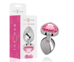 INTENSE - ALUMINUM METAL ANAL PLUG PINK HEART SIZE L INTENSE - ALUMINUM METAL ANAL PLUG PINK HEART SIZE L