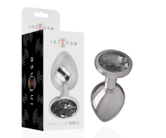 INTENSE - ALUMINUM METAL ANAL PLUG WITH BLACK GLASS SIZE L INTENSE - ALUMINUM METAL ANAL PLUG WITH BLACK GLASS SIZE L
