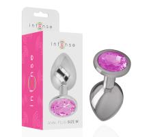 INTENSE - ALUMINUM METAL ANAL PLUG WITH PINK CRYSTAL SIZE M INTENSE - ALUMINUM METAL ANAL PLUG WITH PINK CRYSTAL SIZE M