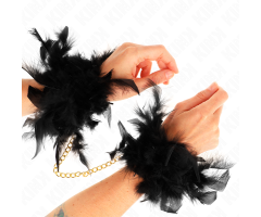 KINK - ESPOSAS DE PLUMAS NEGRO CON CADENA DORADA MODELO 1 KINK - ESPOSAS DE PLUMAS NEGRO CON CADENA DORADA MODELO 1