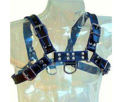 LEATHER BODY - BLUE AND BLACK LEATHER HARNESS CHEST BULLDOG LEATHER BODY - BLUE AND BLACK LEATHER HARNESS CHEST BULLDOG