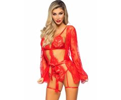 LEG AVENUE - 86123 TEDDY + GARTER ROBE SET RED SIZE M LEG AVENUE - 86123 TEDDY + GARTER ROBE SET RED SIZE M