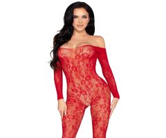 LEG AVENUE - 89366 LACE LINGERIE BODYSTOCKING RED - ONE SIZE LEG AVENUE - 89366 LACE LINGERIE BODYSTOCKING RED - ONE SIZE