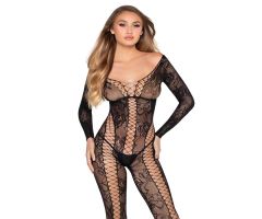 LEG AVENUE - 89369 NET & LACE JUMPSUIT BLACK - ONE SIZE LEG AVENUE - 89369 NET & LACE JUMPSUIT BLACK - ONE SIZE