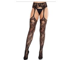 LEG AVENUE - LACE STOCKINGS WITH GARTERS BLACK LEG AVENUE - LACE STOCKINGS WITH GARTERS BLACK