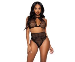 LEG AVENUE - TWO PIECES SET HALTER CROP TOP & THONG PANTY PANTY ONE SIZE LEG AVENUE - TWO PIECES SET HALTER CROP TOP & THONG PANTY PANTY ONE SIZE