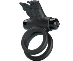 PRETTY LOVE - DOUBLE VIBRATING RING WITH BLACK STIMULATOR PRETTY LOVE - DOUBLE VIBRATING RING WITH BLACK STIMULATOR