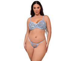 SUBBLIME - 957636 FLOWER EMBROIDERED BRA AND PANTIES SET SKY BLUE L/XL SUBBLIME - 957636 FLOWER EMBROIDERED BRA AND PANTIES SET SKY BLUE L/XL