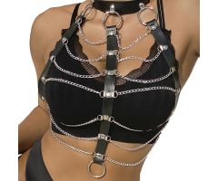 SUBBLIME - CHEST HARNESS LEATHER CHAINS BLACK ONE SIZE SUBBLIME - CHEST HARNESS LEATHER CHAINS BLACK ONE SIZE