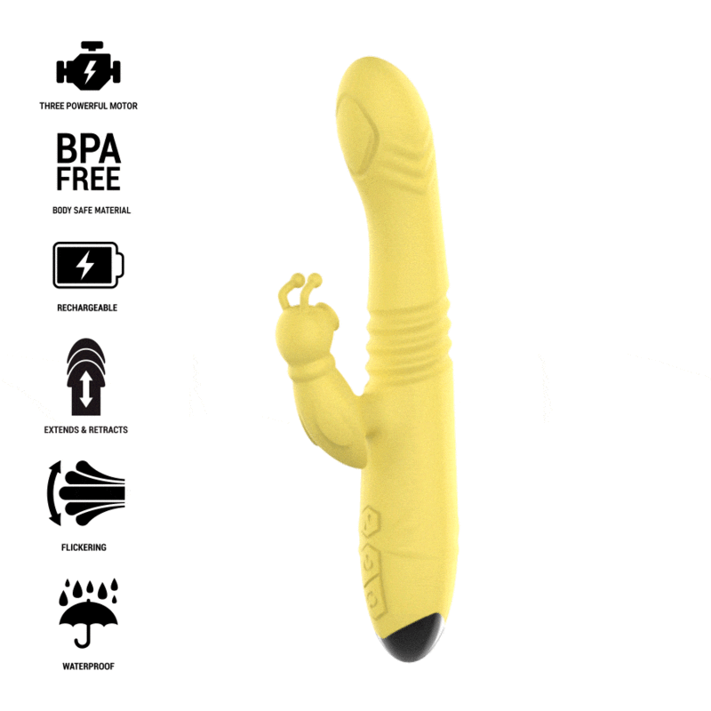 INTENSE - TOKY VIBRADOR MULTIFUNCIN RECARGABLE UP & DOWN CON ESTIMULADOR DE CLITORIS AMARILLO