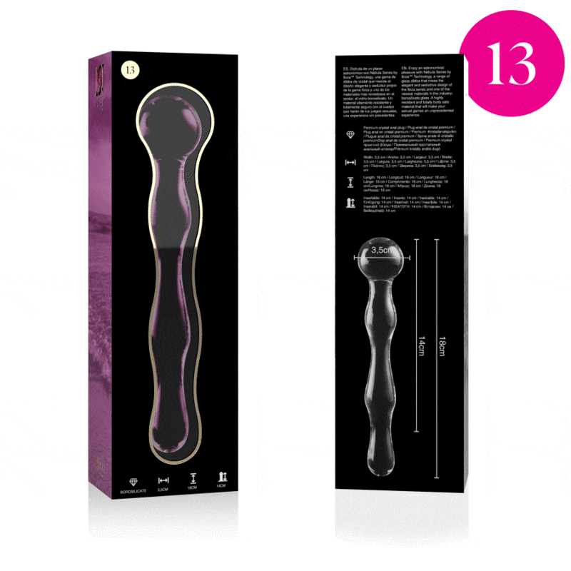 NEBULA SERIES BY IBIZA - MODELO 13 DILDO CRISTAL ROSA 18 CM -O- 3.5 CM